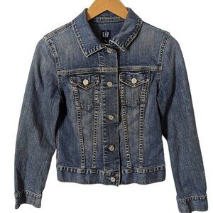 Gap Denim‎ Jacket Blue Jean Classic Trucker Preppy Crop Boxy